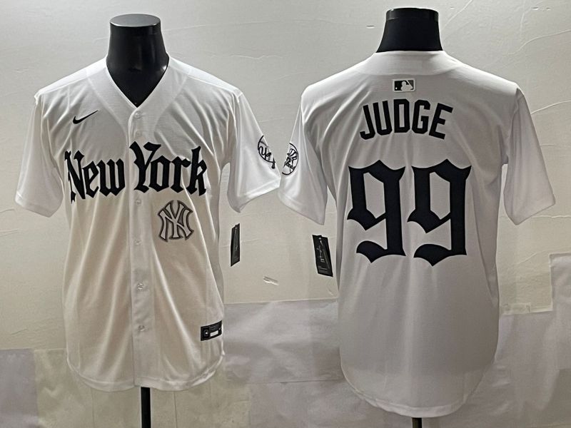 Men 2025 New York Yankees #99 Judge White Five generations Joint Name Nike MLB Jersey style 20->new york yankees->MLB Jersey